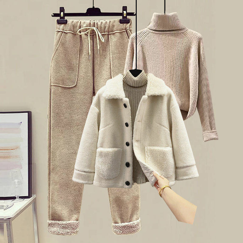 Lamb Wool Fur Three-Piece Outfit