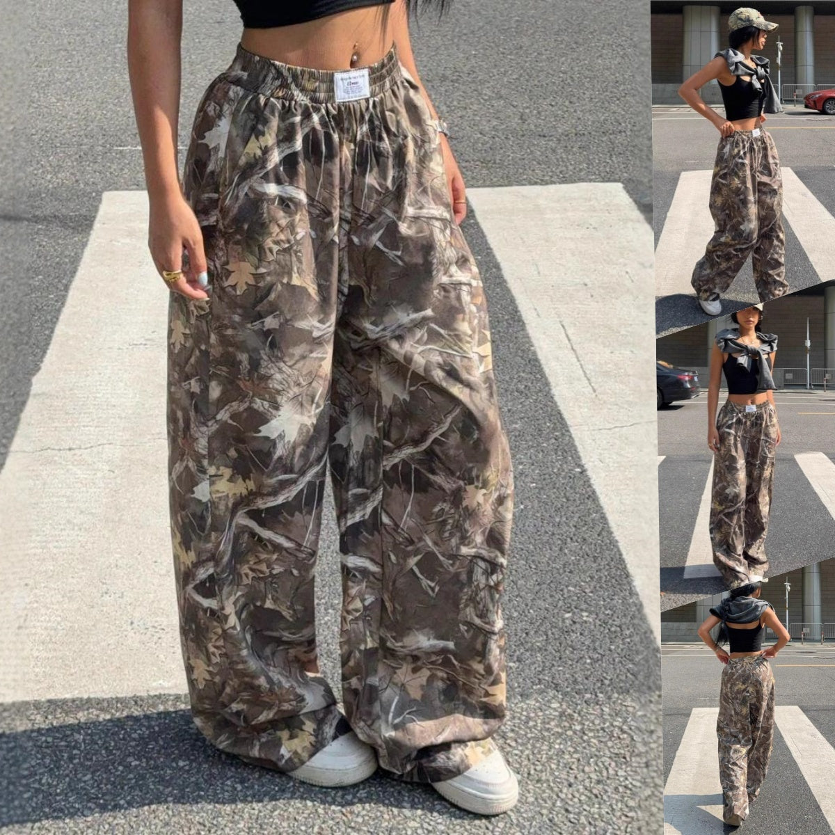 Hip-Hop Retro Street Multi-Pocket Camouflage Cargo Trousers