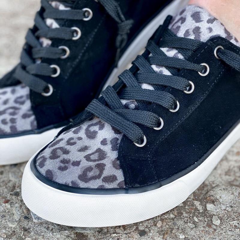 Lace-Up Leopard Print Canvas Shoes