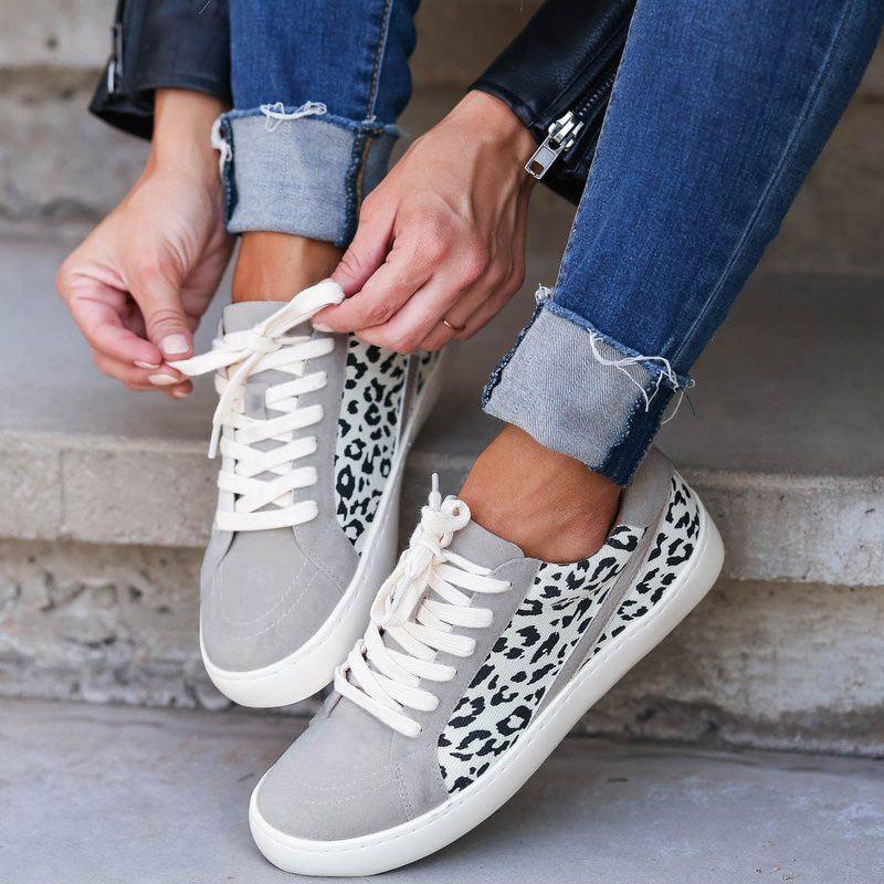 Lace-Up Leopard Print Canvas Shoes