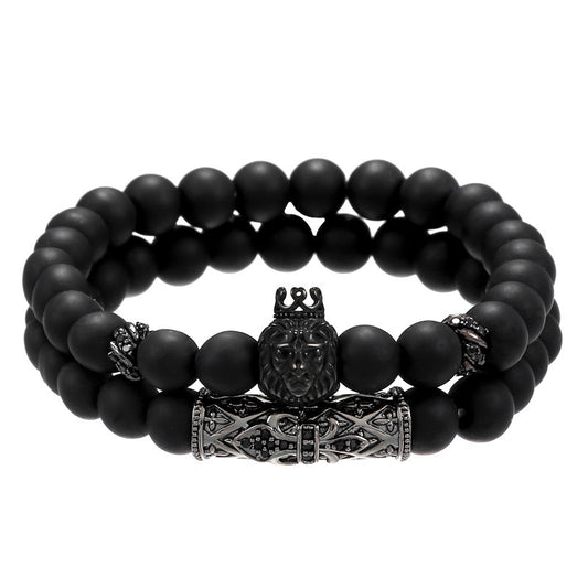 Lion Bracelet Jewellery Stone-Beads Black Onyx Handmade Women Charm Pulseras for Mujer