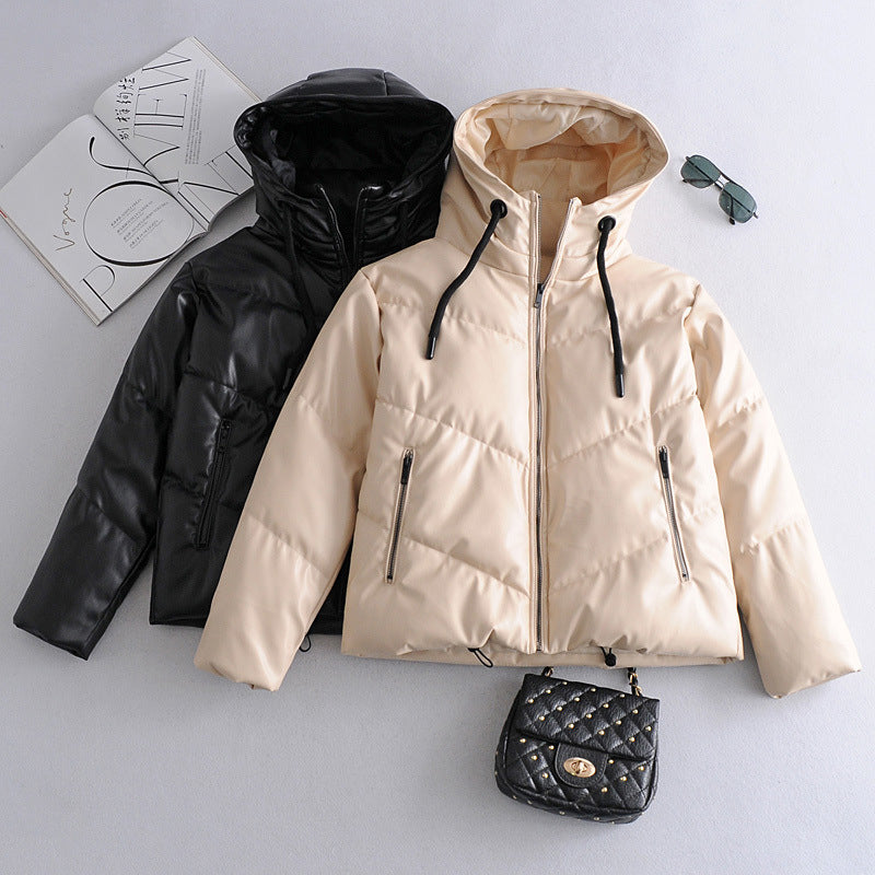 Faux Fur Small Hooded Cotton Jacket For Women