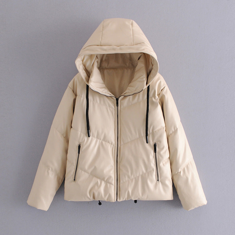 Faux Fur Small Hooded Cotton Jacket For Women