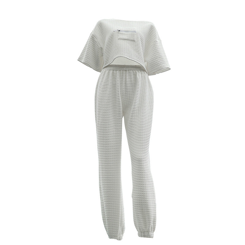 Women's Casual Suit - Trousers & Short-Sleeved Top