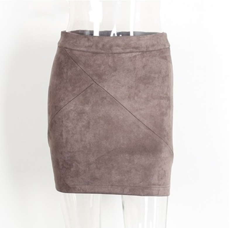 Leather Suede Bodycon Pencil Skirt