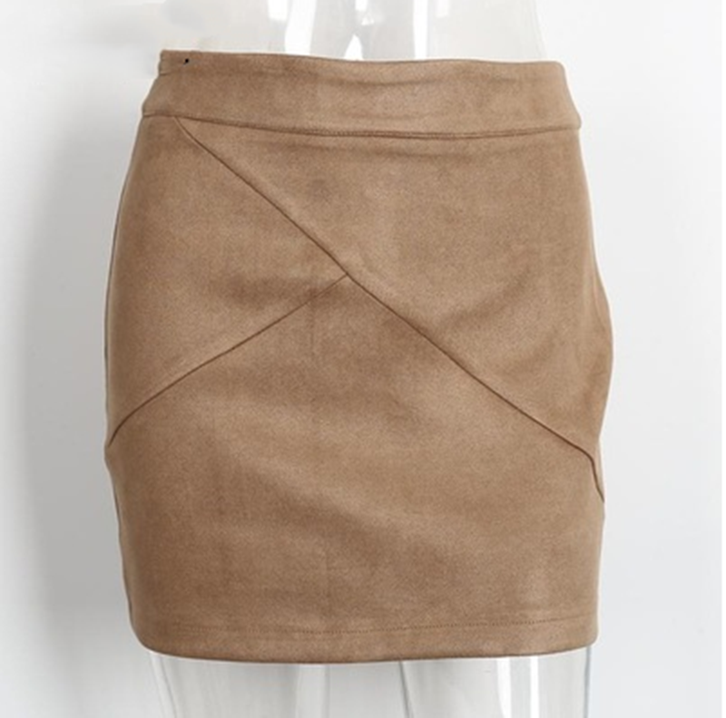 Leather Suede Bodycon Pencil Skirt