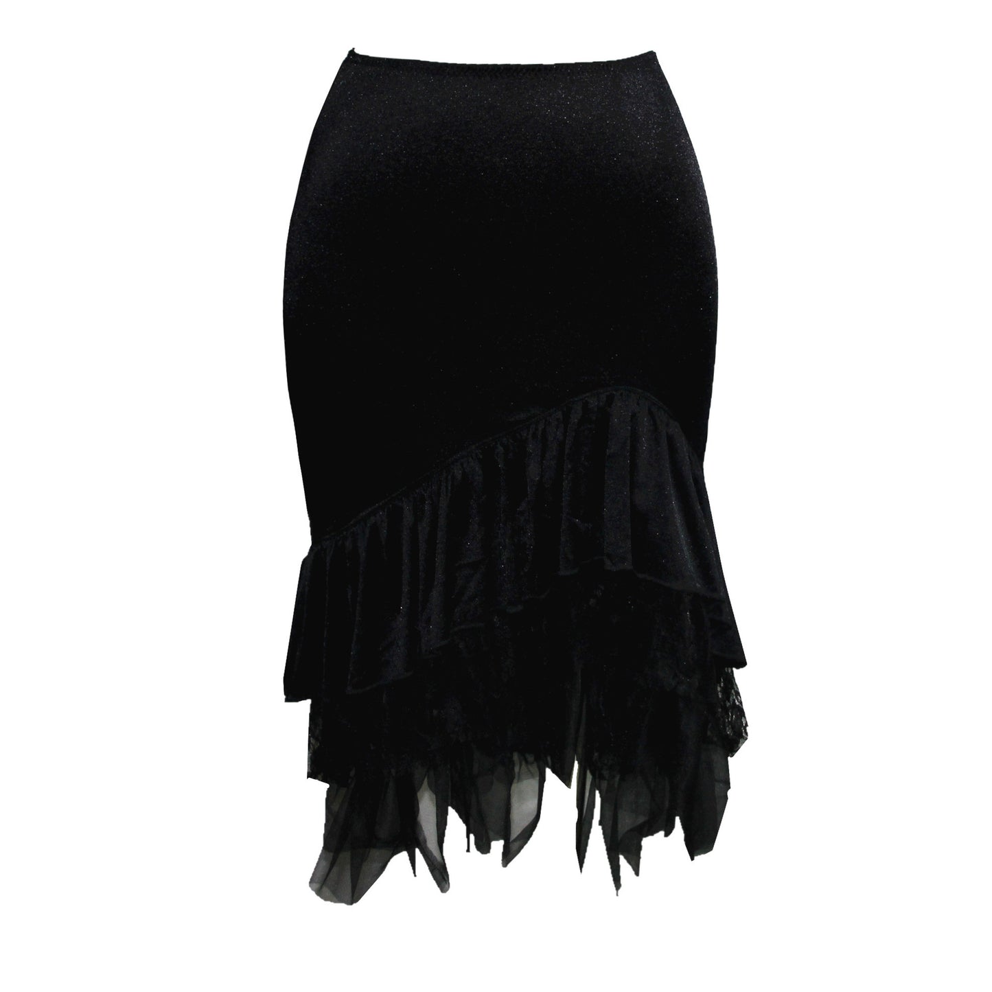 Lace Fine Mesh Pleated Fishtail Skirt