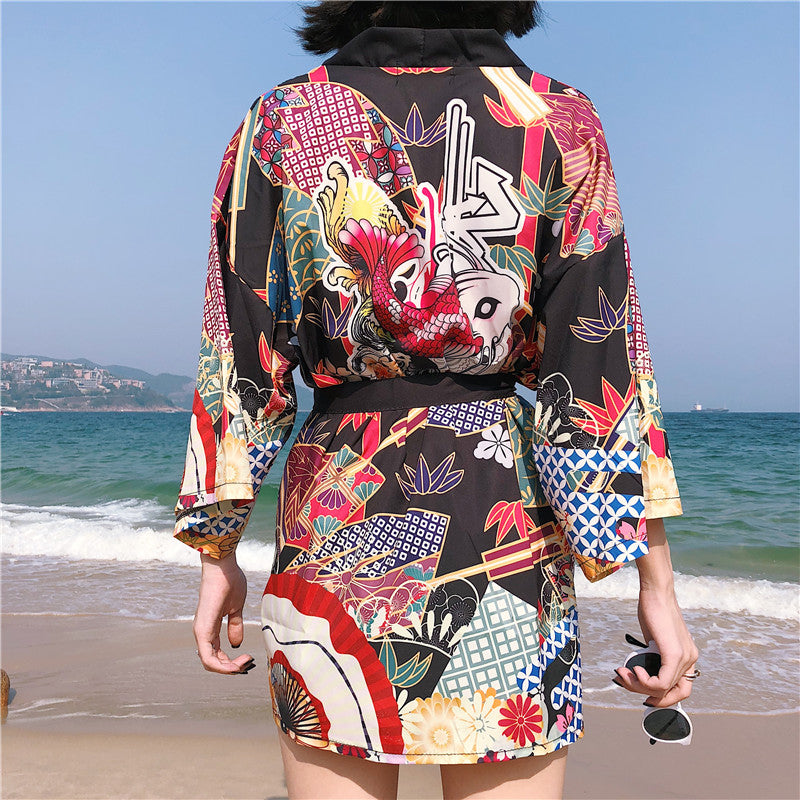 Three-Quarter-Sleeve Beach Kimono For Women