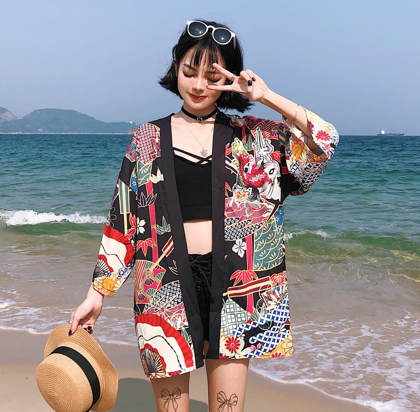 Three-Quarter-Sleeve Beach Kimono For Women