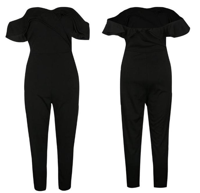 Women's Solid-Colour Jumpsuit With Open Shoulders