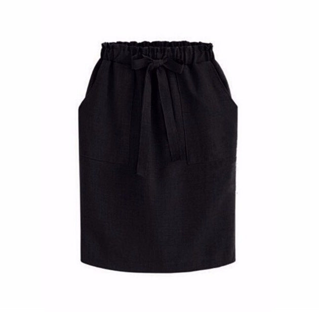 High-Waist Bow Loose Bag Hip Skirt