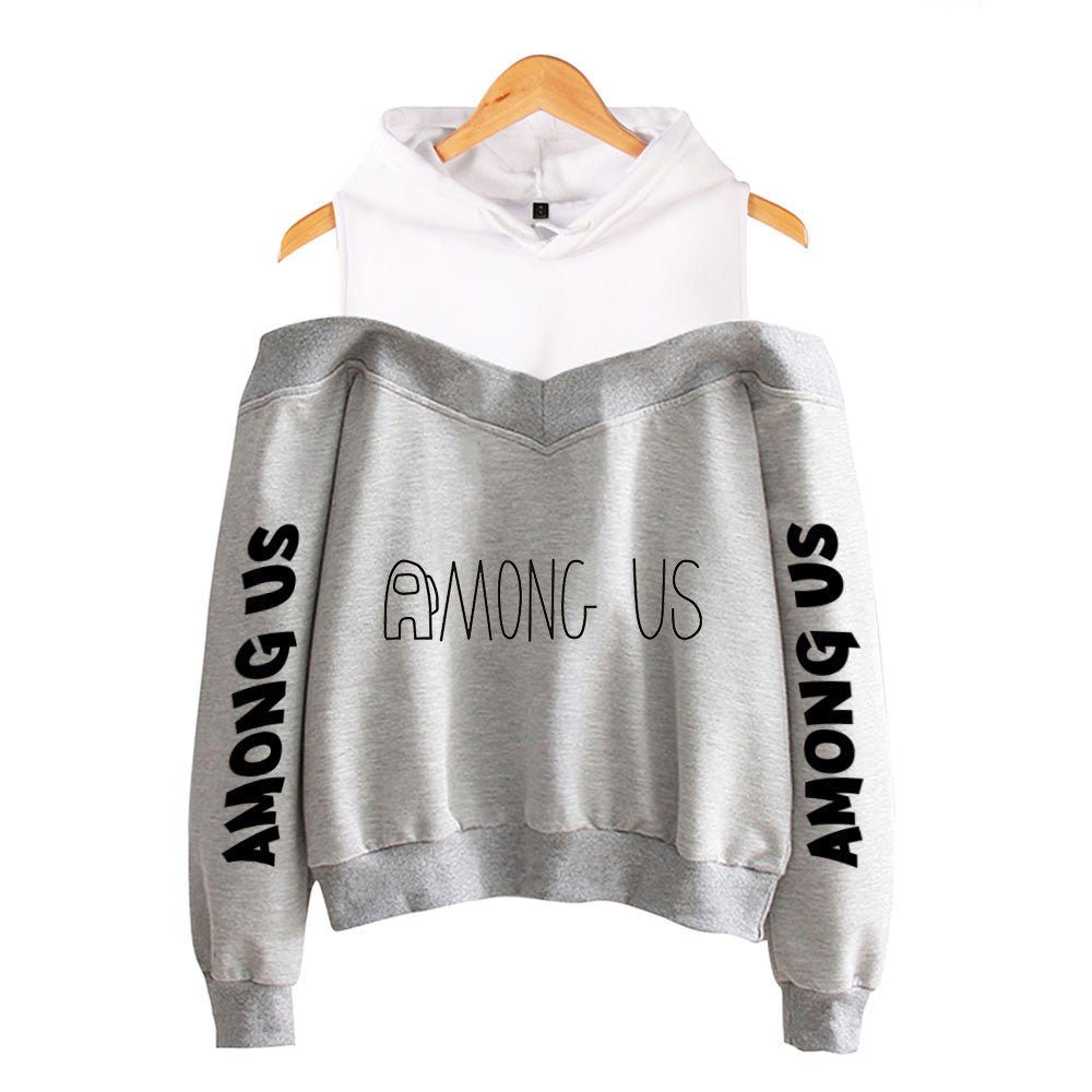 Hip-Hop Strapless Long-Sleeved Hooded Sweater For Women