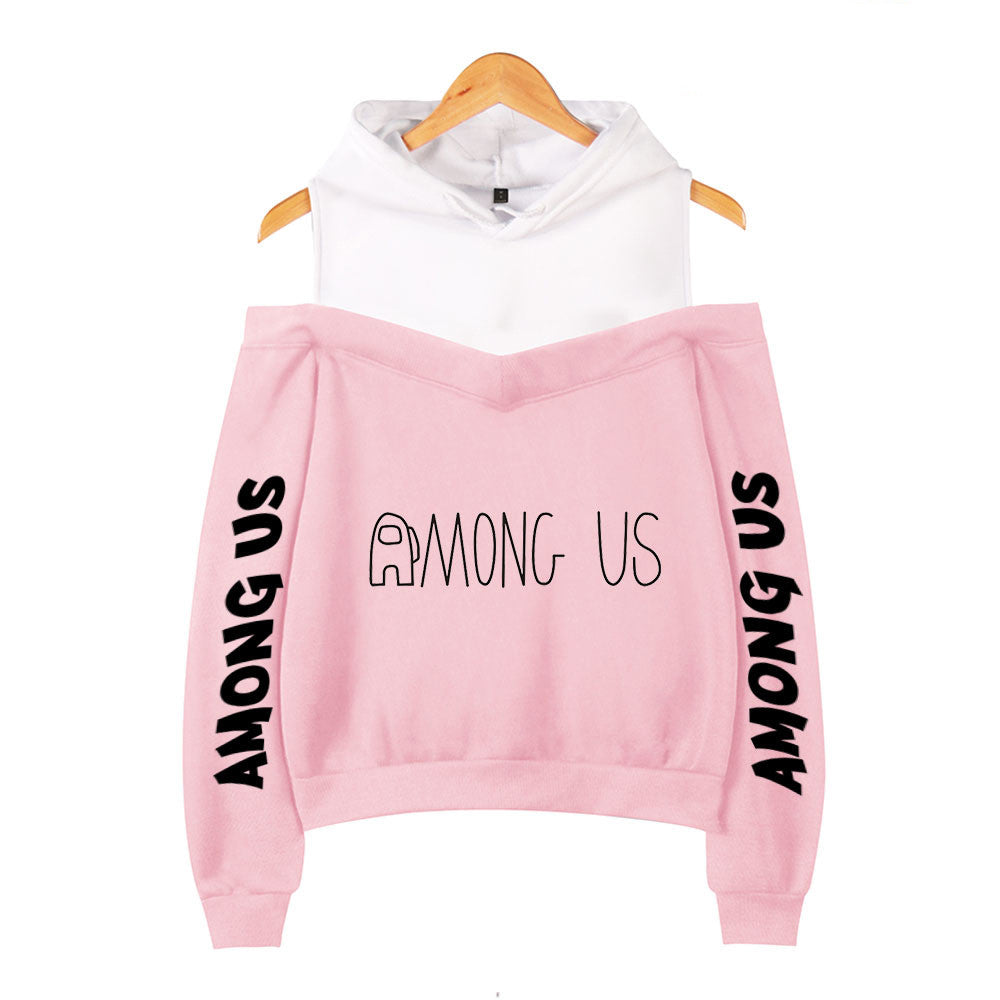 Hip-Hop Strapless Long-Sleeved Hooded Sweater For Women