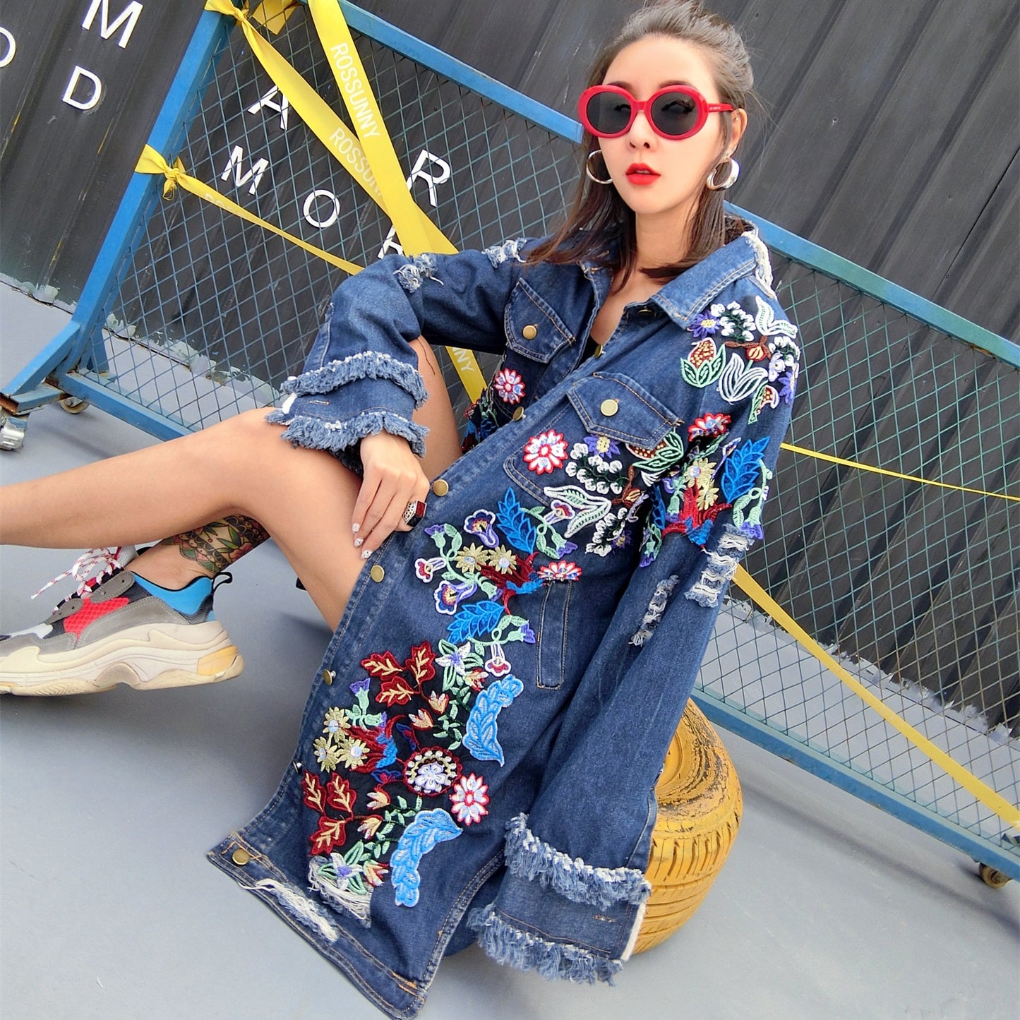 Loose Midi Long-Sleeve Denim Jacket For Women