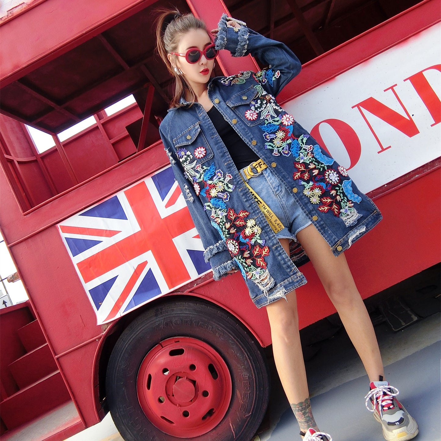 Loose Midi Long-Sleeve Denim Jacket For Women