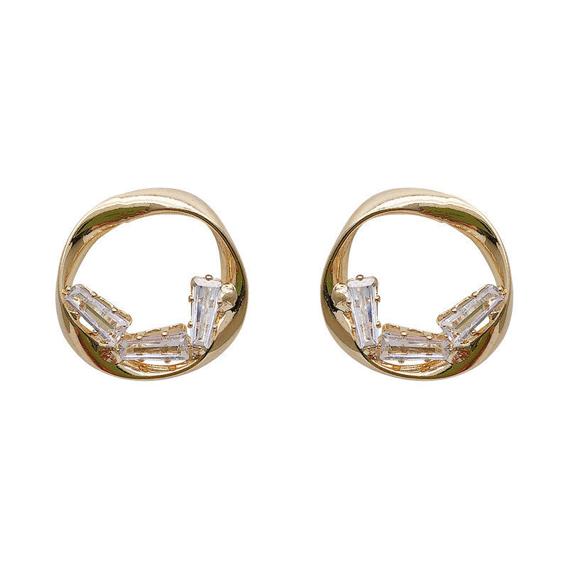 Zircon Geometric Circle Earrings