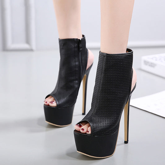 Paris Fashion Street Beauty High-Heeled Fish-Mouth Sandals