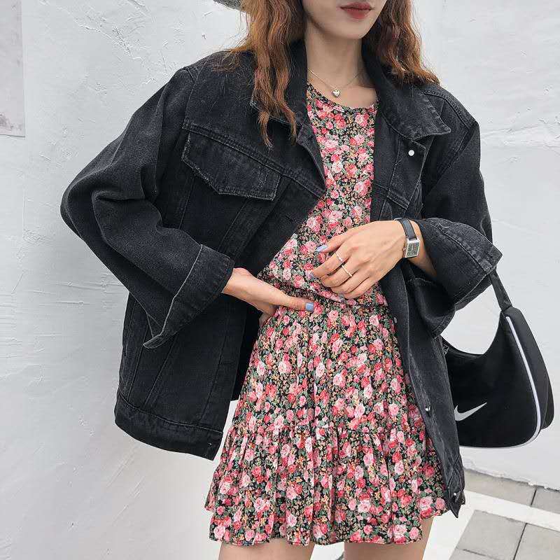 Embroidered Vintage Denim Jacket For Women