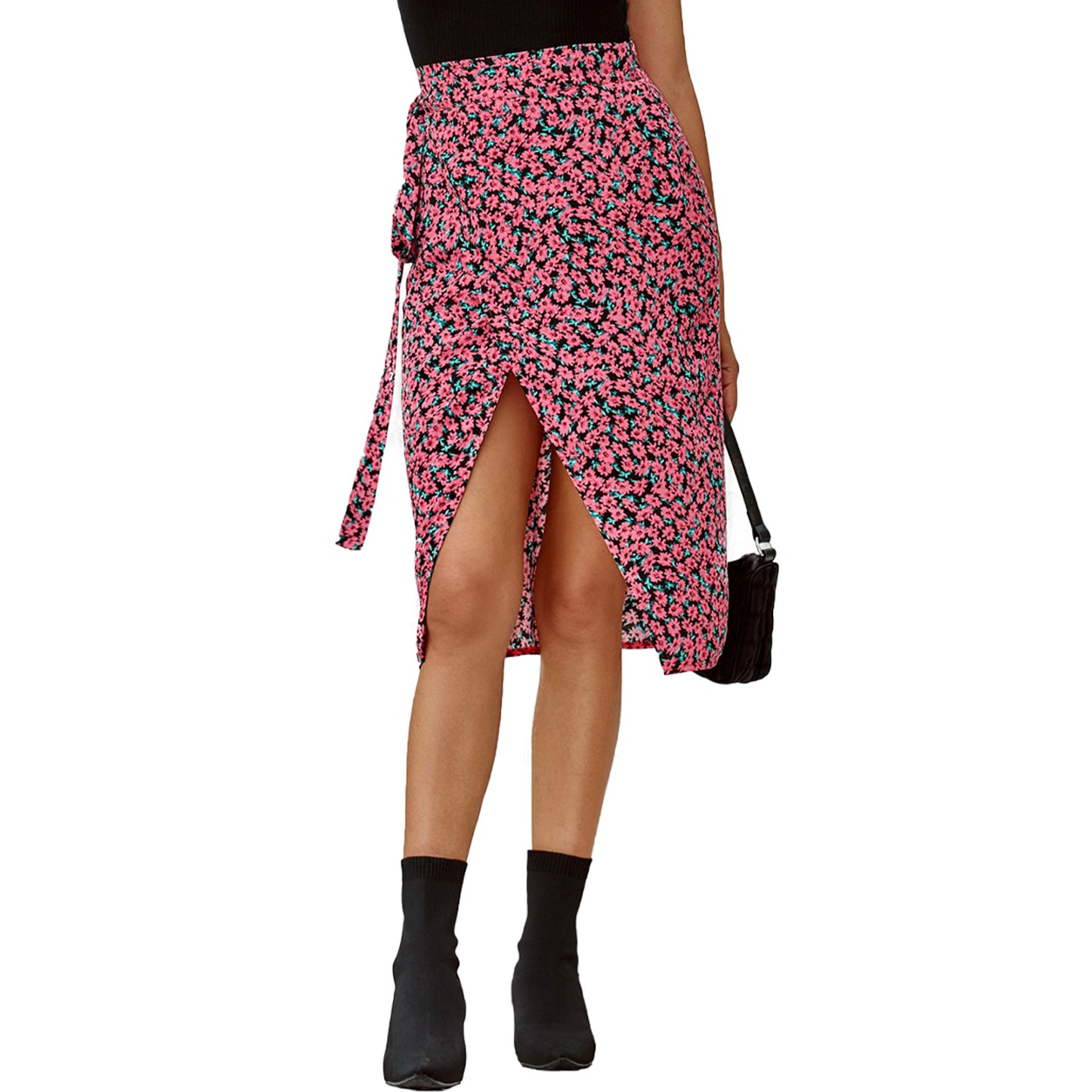 Printed High-Waist Irregular Skirt