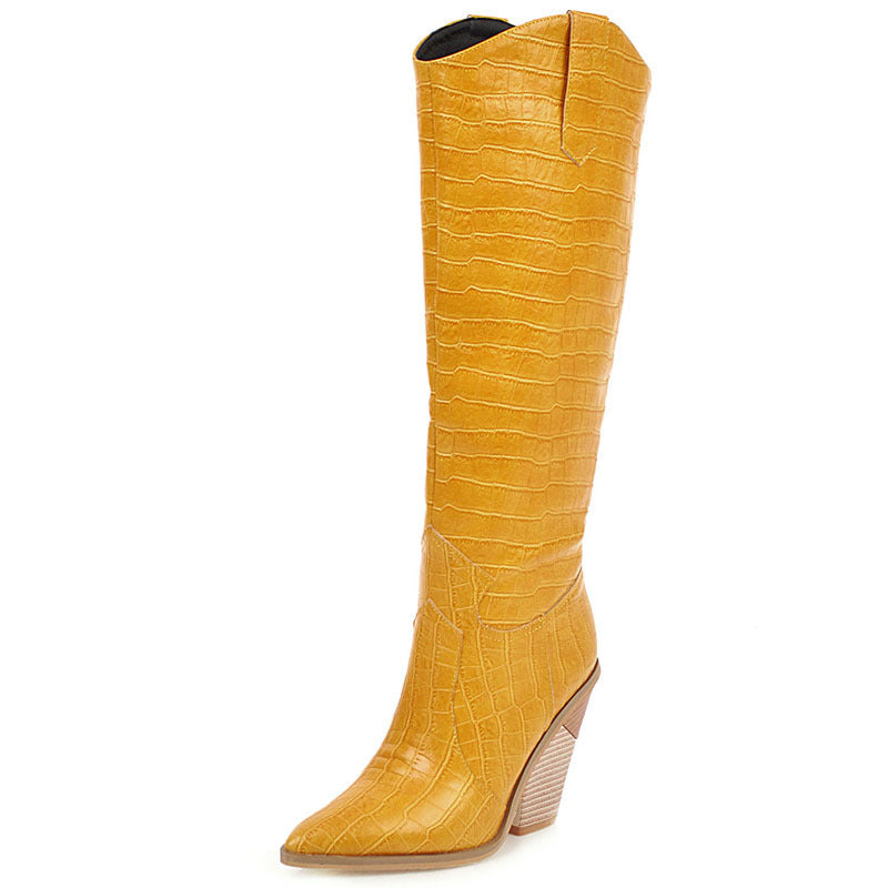 Hot Stone PU Pointed Boots For Women