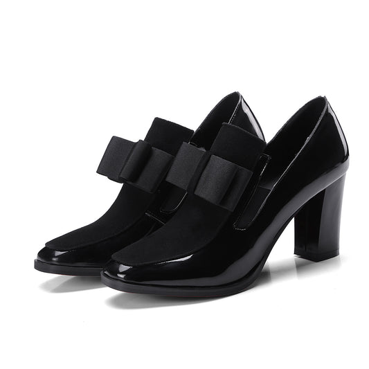 High-Heel Women's Shoes - Thick Heels, Square Toe