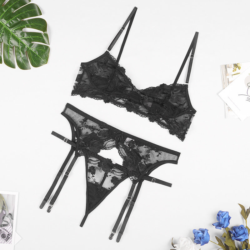 Lace Three-Piece Lingerie Suit
