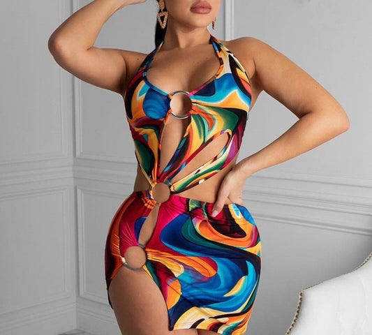 Adogirl Hollow-Out Halter Dress