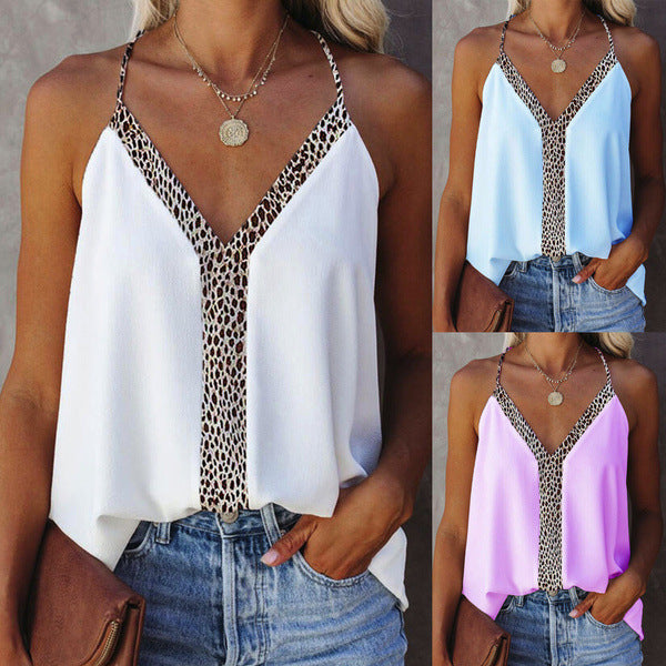 V-Neck Leopard Stripe Blouse