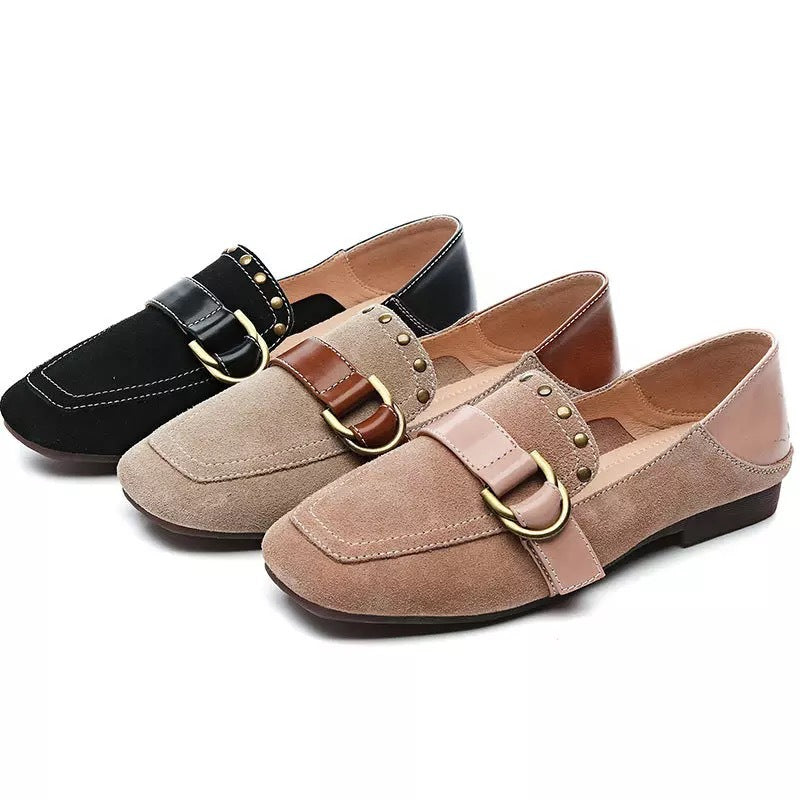 Copper-Buckle Soft-Sole Retro Shoes