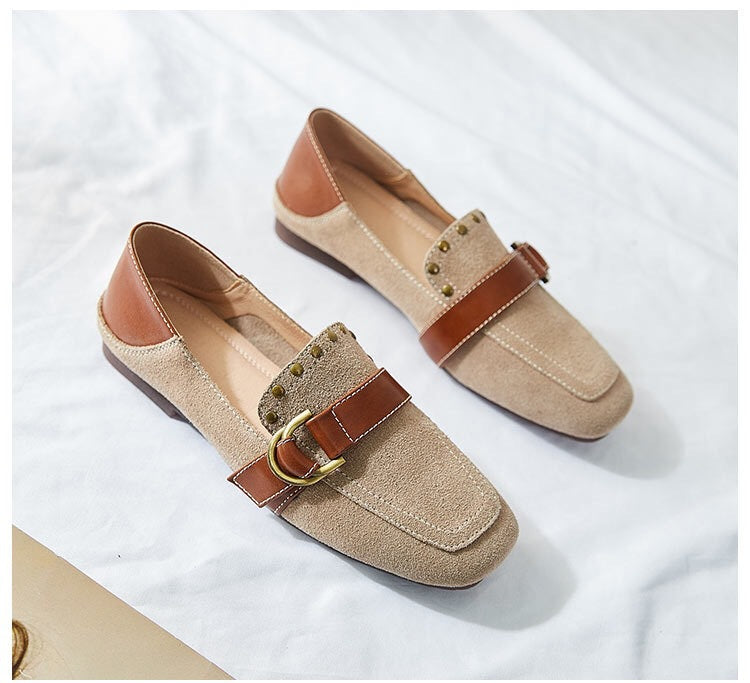 Copper-Buckle Soft-Sole Retro Shoes