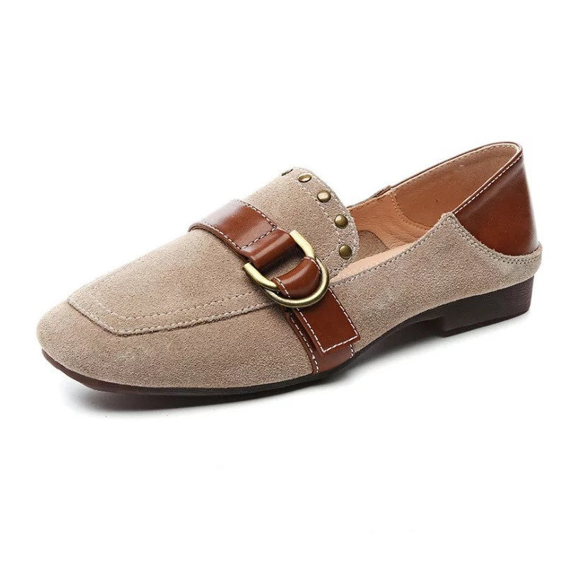 Copper-Buckle Soft-Sole Retro Shoes