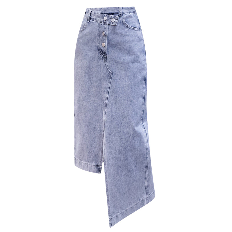 Irregular Long Denim Skirt