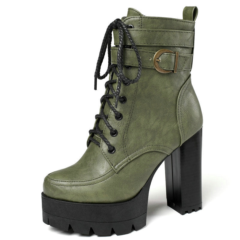 Thick Platform Female High-Heel Boots