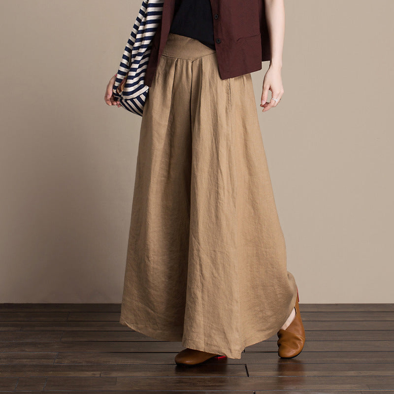 Wholesale Spring And Summer Pure Linen Skirt Female Simple Pure Color Thin A-Line Long Skirt 2382 One On Behalf Of