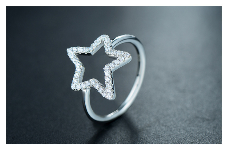 Pure Silver Japanese And Korean Light Luxury Micro Crystal Ring For Women