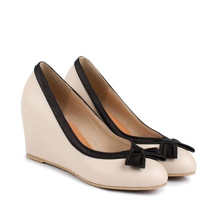 Shallow-Mouth Round-Toe Wedge Shoes