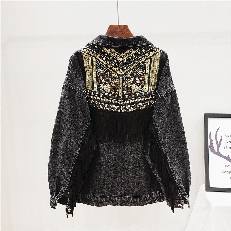 Embroidered Denim Jacket For Women - Loose Korean Style