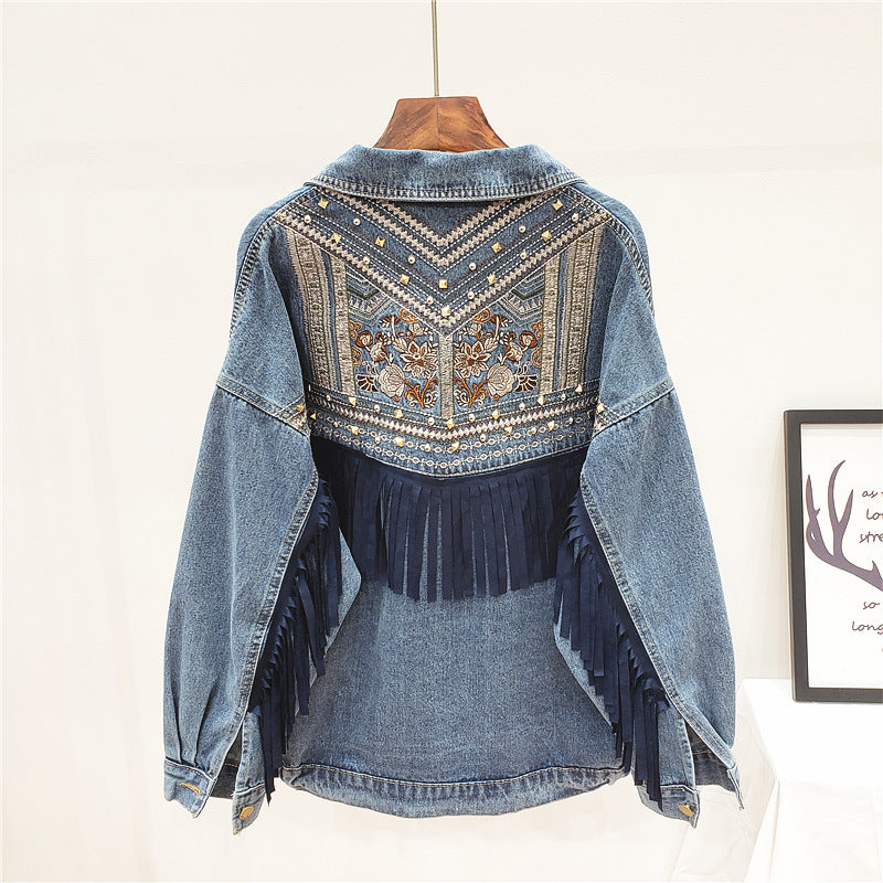 Embroidered Denim Jacket For Women - Loose Korean Style