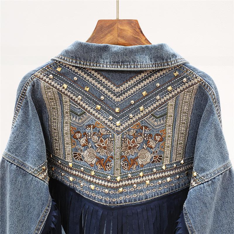 Embroidered Denim Jacket For Women - Loose Korean Style