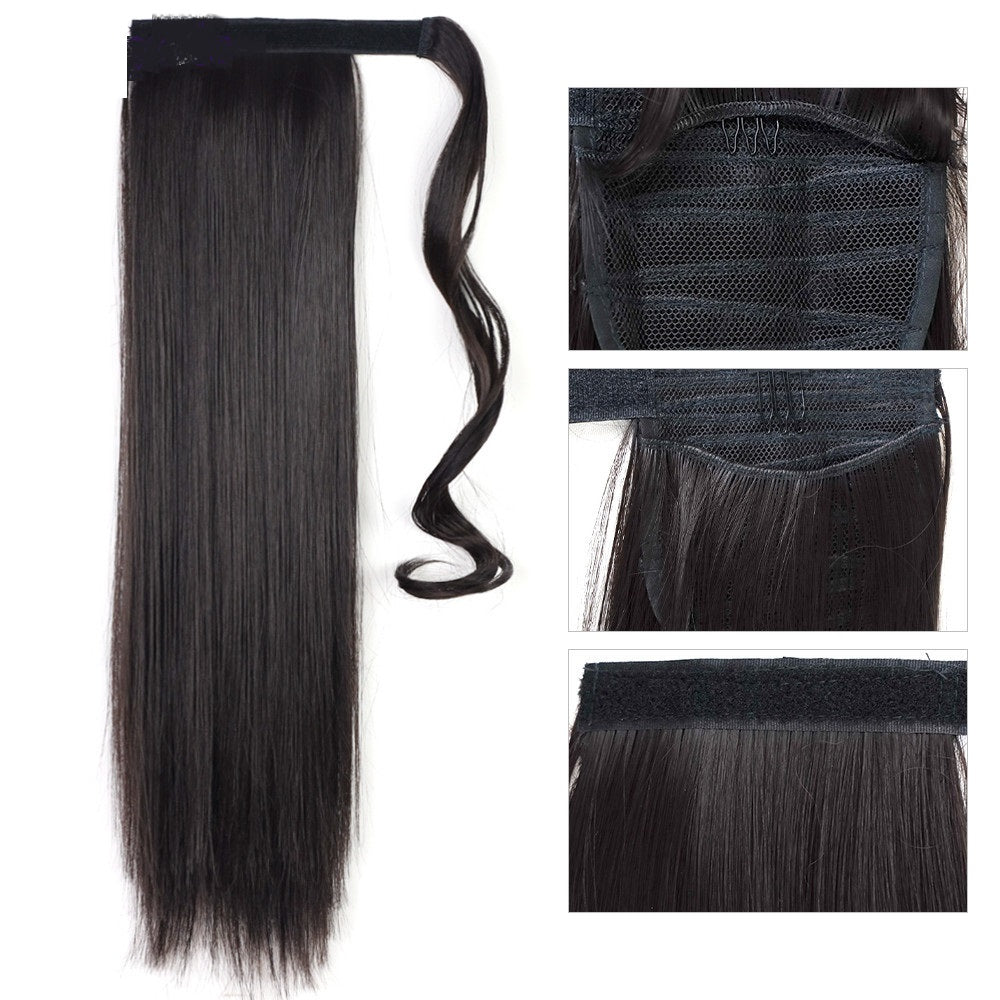 Long Straight Wrap-Around Clip-In Ponytail Heat-Resistant Hair Extensions