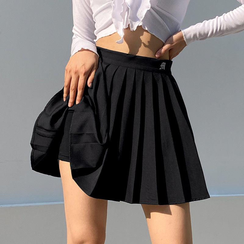 Pleated Elastic-Waist Mini Skirt