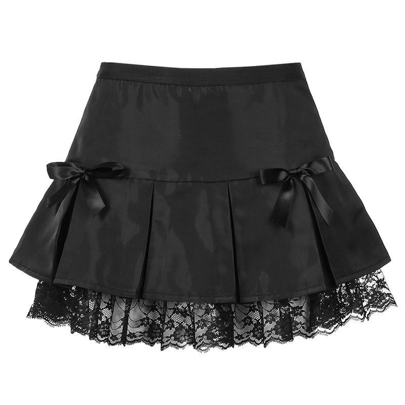 Black Goth Aesthetic Pleated Skirt