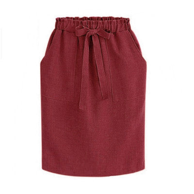 High-Waist Bow Loose Bag Hip Skirt