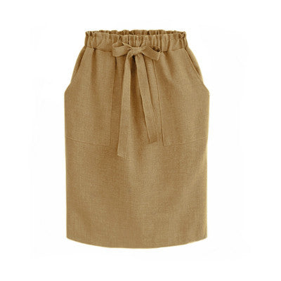 High-Waist Bow Loose Bag Hip Skirt