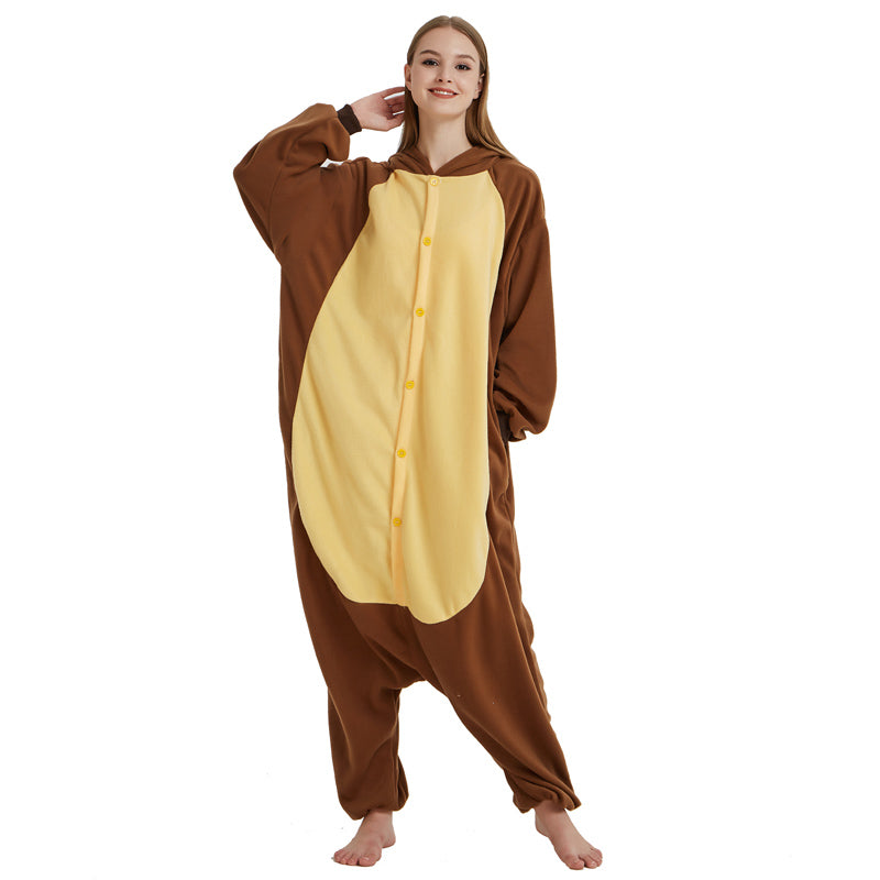 Brown Bear Polar Fleece Cartoon One-Piece Animal Pyjamas