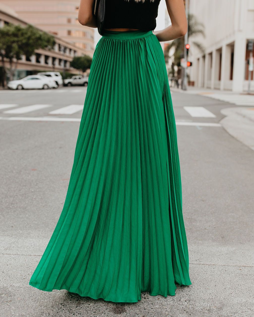 High-Waist Long Chiffon Skirt