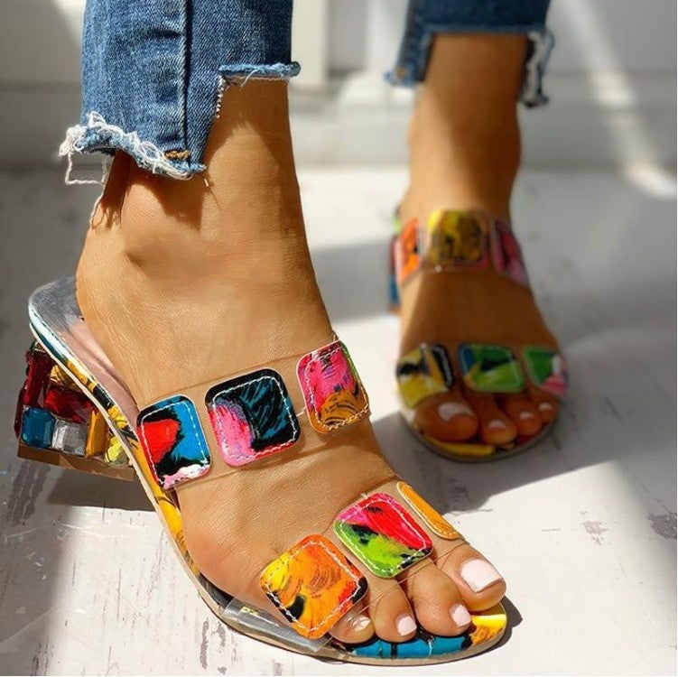 New-Style Rhinestone Thick-Heel Sandals For Women