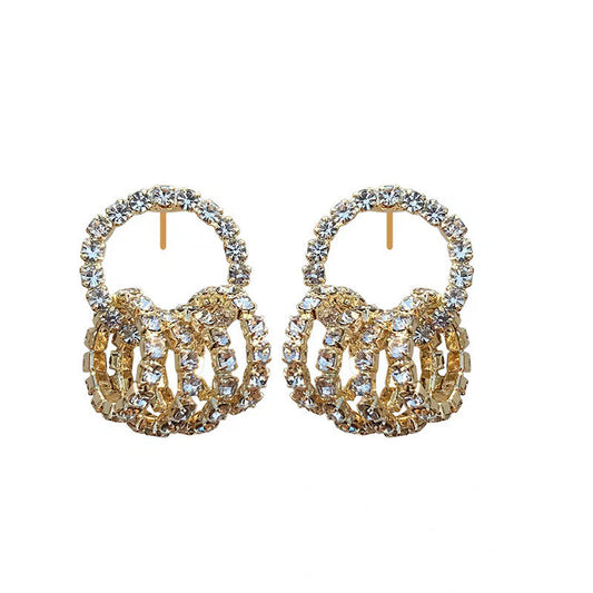 Exquisite Rhinestone Circle Hoop Earrings For Women