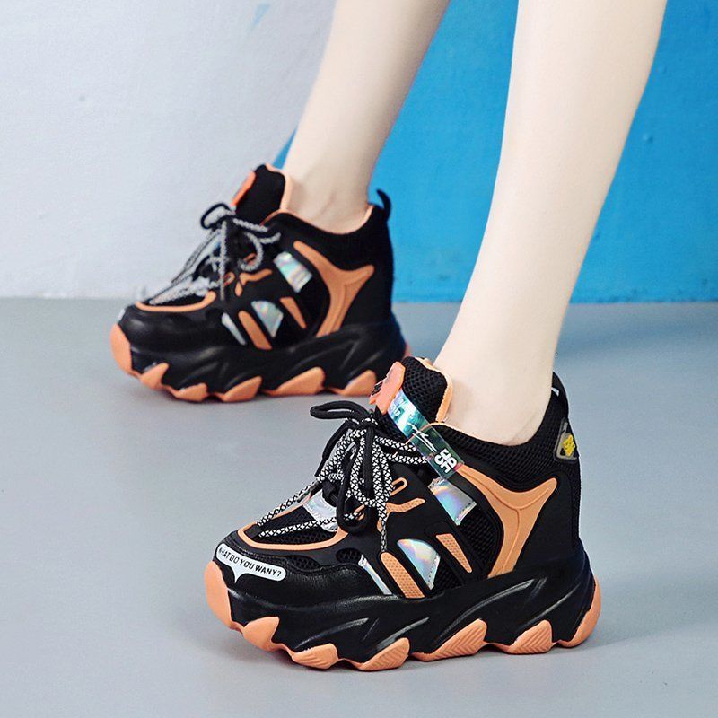 Mesh High-Platform Mixed-Colour Sneakers