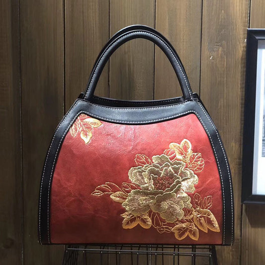 Embroidery Luxury Handbag -  PU Leather Large-Capacity Shoulder Bag